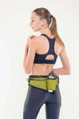 Blue Adjustable Running Waist Pack with Water Bottle Holder, Reflective Design, and Multiple Storage Pockets for Outdoor Activities - Side View