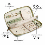 Green Portable Travel Jewelry Organizer - Anti-Tangle Storage for Necklaces, Earrings, Rings & Bracelets (24.9x11.4 cm)
