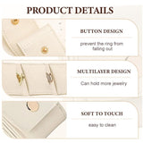 Grey Portable Mini Jewelry Pouch Soft Velvet Travel Organizer for Rings and Earrings Compact Snap Button Storage Bag Ideal for Daily Use - Front View