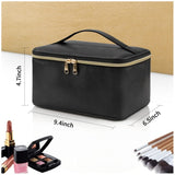 Pink Large Capacity Travel Makeup Bag Portable Cosmetic Case with Handle and Dividers Elegant Toiletry Organizer for Daily Use - Front View