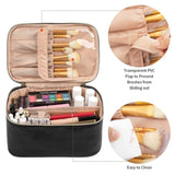 Pink Large Capacity Travel Makeup Bag Portable Cosmetic Case with Handle and Dividers Elegant Toiletry Organizer for Daily Use - Side View