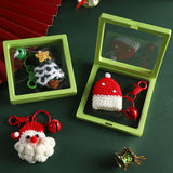 Handmade Christmas Crochet Keychain Knitted Yarn Keyring with Floating Display Case Festive Bag Charm Ideal for Kris Kringle and Stocking Stuffers - Front View