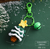 Handmade Christmas Crochet Keychain Knitted Yarn Keyring with Floating Display Case Festive Bag Charm Ideal for Kris Kringle and Stocking Stuffers - 45-Degree Angle