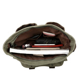 Army Green Vintage Canvas Messenger Bag Men Crossbody Satchel Durable Shoulder Bag for Work and Travel Multi Pocket Casual Daypack - Front View