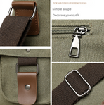 Army Green Vintage Canvas Messenger Bag Men Crossbody Satchel Durable Shoulder Bag for Work and Travel Multi Pocket Casual Daypack