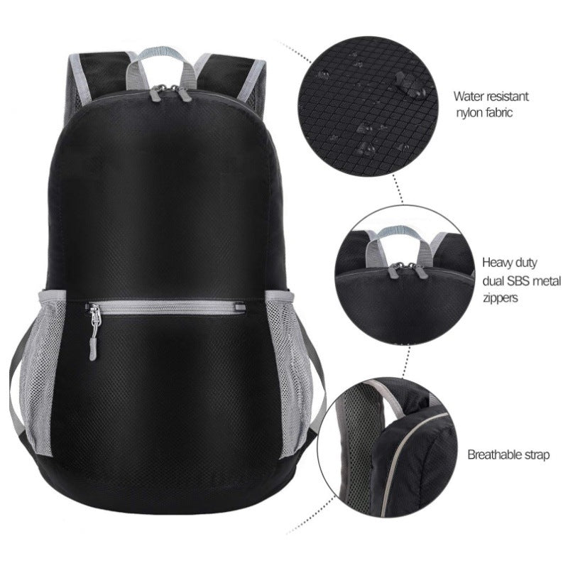 Green Ultra Lightweight Foldable Backpack Packable Daypack Compact Travel Rucksack with Mesh Pockets Ideal for Outdoor Adventures