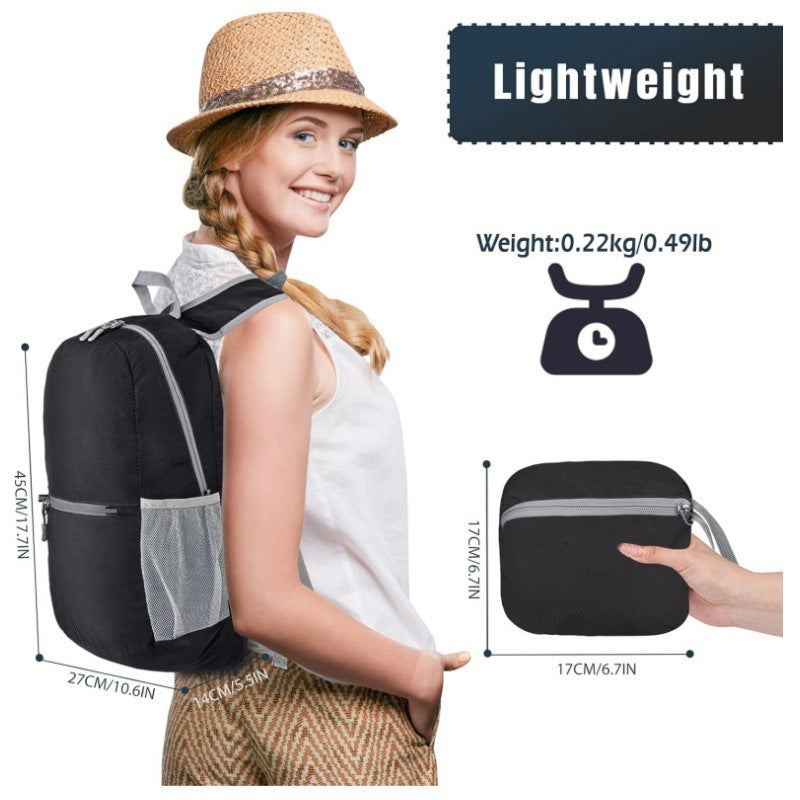 Green Ultra Lightweight Foldable Backpack Packable Daypack Compact Travel Rucksack with Mesh Pockets Ideal for Outdoor Adventures