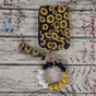 2 Pack Yellow Flower Silicone Beaded Wristlet Keychain Wallet Bangle with Tassel PU Leather ID Card Holder for Women Hands Free Key Ring Organiser