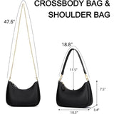 Women's Retro Shoulder Bag Classic 90s Style Underarm Purse Faux Leather Crescent Hobo Handbag with Zipper for Daily Use and Evening - Front View