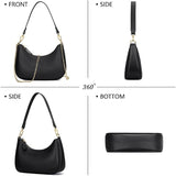 Women's Retro Shoulder Bag Classic 90s Style Underarm Purse Faux Leather Crescent Hobo Handbag with Zipper for Daily Use and Evening - Side View
