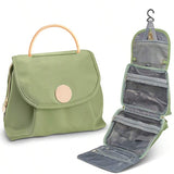 Green Large Hanging Toiletry Bag Waterproof Travel Cosmetic Organiser with Sturdy Hook 4 Compartments Makeup Wash Case for Women and Men
