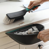 2-Piece Handheld Dustpan and Brush Set Mini Broom with Soft Rubber Lip for Kitchen Desktop Car and Camping Cleaning - Rear View