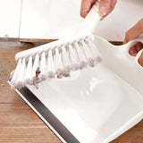 Beige Mini Dustpan and Brush Set Handheld Sweeping Broom with Rubber Lip for Desktop Kitchen Car and Camping Cleaning - Side View