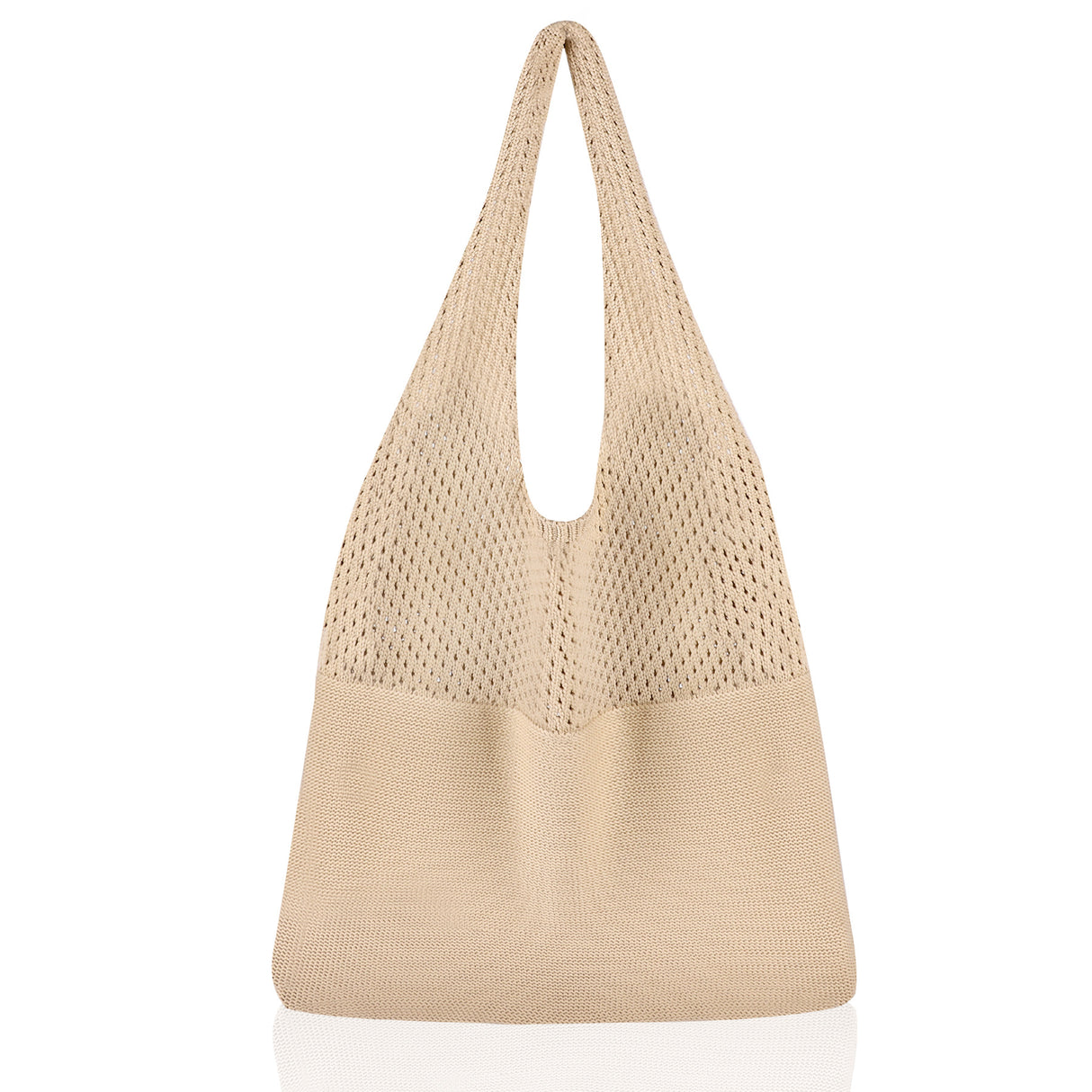 Brown Women's Large Mesh Beach Tote Bag Boho Crochet Shoulder Shopper Reusable Eco Grocery Net Bag for Summer Travel and Markets
