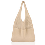 Brown Women's Large Mesh Beach Tote Bag Boho Crochet Shoulder Shopper Reusable Eco Grocery Net Bag for Summer Travel and Markets