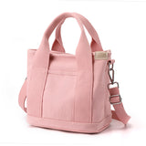 Pink Small Canvas Tote Bag Crossbody Lunch Handbag with Adjustable Strap Fits 9.7 Inch Tablet for Women Daily Work and Travel