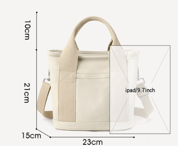 Pink Small Canvas Tote Bag Crossbody Lunch Handbag with Adjustable Strap Fits 9.7 Inch Tablet for Women Daily Work and Travel