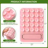 Purple 4 Pack Silicone Suction Phone Mount with Foldable Kickstand - Adhesive Sticky Grip Pad for Mirrors & Glass - 2-in-1 Hands-Free Holder for Content Creation - Front View