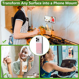 Purple 4 Pack Silicone Suction Phone Mount with Foldable Kickstand - Adhesive Sticky Grip Pad for Mirrors & Glass - 2-in-1 Hands-Free Holder for Content Creation - Side View