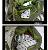 Green 3D Frog Graffiti Canvas Backpack Large Capacity 37x40cm School Bag for Students and Uni Students - Creative Aesthetic Rucksack - Side View