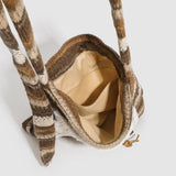 Women's Fur Splicing Large Tote Bag Wool Knit Shoulder Crossbody Bag for Casual Commute 40x36cm - Front View