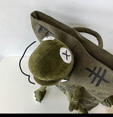 Coffee-brown 3D Frog Graffiti Canvas Backpack Large Capacity 37x40cm School Bag for Students and Uni Students - Creative Aesthetic Rucksack - Front View