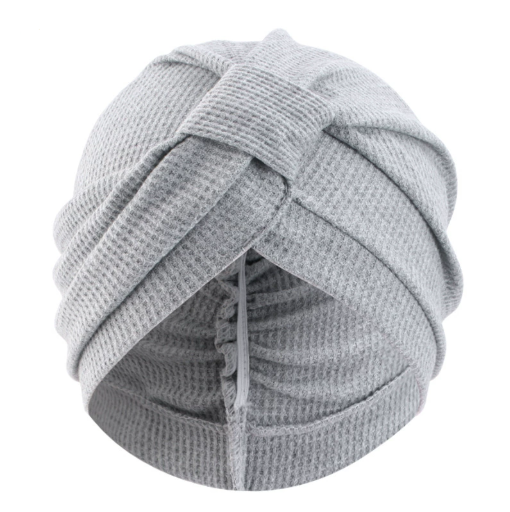 Grey 3 Pack Women's Cotton Waffle Knit Turban Headwrap - Thickened Indian Style Beanie Cap - One Size Fits All for Australian Daily Wear