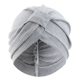 Grey 3 Pack Women's Cotton Waffle Knit Turban Headwrap - Thickened Indian Style Beanie Cap - One Size Fits All for Australian Daily Wear