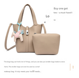 Beige Women's Small PU Leather Bucket Bag with Secure Lock and Horse Charm - 20cm Compact Crossbody Handbag for Everyday Use - Top-Down View