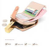 Red-brown Women's Short PU Leather Wallet 2 Pack - Fashion Lychee Grain Purse with Multi Card Slots and Zipper Coin Pocket - Compact Organiser for Daily Use - Front View