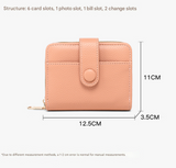 Red-brown Women's Short PU Leather Wallet 2 Pack - Fashion Lychee Grain Purse with Multi Card Slots and Zipper Coin Pocket - Compact Organiser for Daily Use - Side View