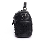 Women's Black Studded Handbag Soft PU Leather Crossbody Shoulder Bag with Rivets Trendy Box Purse 22cm for Travel Party - 45-Degree Angle