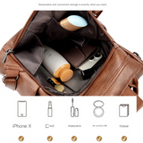 Purple Women's Anti-Theft Backpack Purse Soft Faux Leather Convertible Rucksack Shoulder Bag Large Capacity 31cm for Travel Work Daily Use - Top-Down View