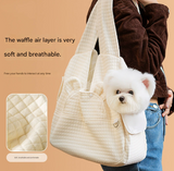 Small Pet Carrier Backpack Adjustable Cross-Back Sling Bag Hands-Free Front Chest Pack for Dogs & Cats up to 6kg - Top-Down View