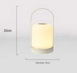 Black Portable LED Table Lamp Rechargeable Touch Dimmable Lantern 3 Colour Modes Night Light for Bedroom Camping Outdoor Dining 20cm - Front View