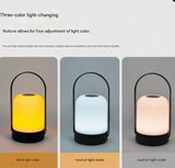 Black Portable LED Table Lamp Rechargeable Touch Dimmable Lantern 3 Colour Modes Night Light for Bedroom Camping Outdoor Dining 20cm - Side View