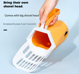 Yellow 2-in-1 Cat Litter Scoop with Attached Waste Bin Integrated Poop Scooper Holder Detachable Kit with 150 Degradable Bags - Side View