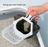 Yellow 2-in-1 Cat Litter Scoop with Attached Waste Bin Integrated Poop Scooper Holder Detachable Kit with 150 Degradable Bags - Top-Down View
