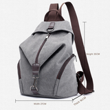 Blue Women's Vintage Canvas Backpack Casual Daypack Retro College School Bag Large Capacity Rucksack for Travel Work & Daily Use - Front View