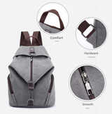 Blue Women's Vintage Canvas Backpack Casual Daypack Retro College School Bag Large Capacity Rucksack for Travel Work & Daily Use - Side View