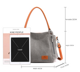 Grey Women's Canvas Hobo Handbag Large Shoulder Tote Bag Adjustable Crossbody Strap Casual Purse 40cm for Work School Travel - Front View