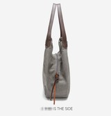 Grey Women's Canvas Hobo Handbag Multi-Compartment Shoulder Tote Bag Minimalist Casual Purse 30cm for Work Shopping & Travel