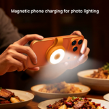 Orange Mini Magnetic Selfie Light Clip-On LED Phone Fill Light Rechargeable 500mAh 5 Lighting Modes Portable Video Light for Vlogging & Zoom Calls - 45-Degree Angle