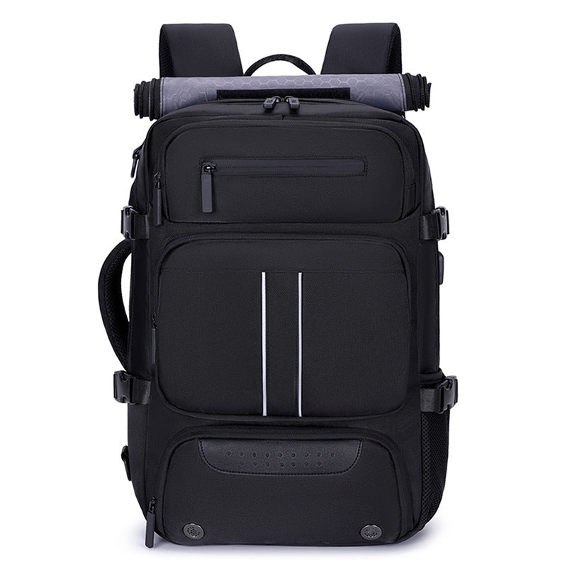 Large Capacity Convertible Travel Backpack - 16" Laptop Compartment, Shoe Pouch & USB Port(black)