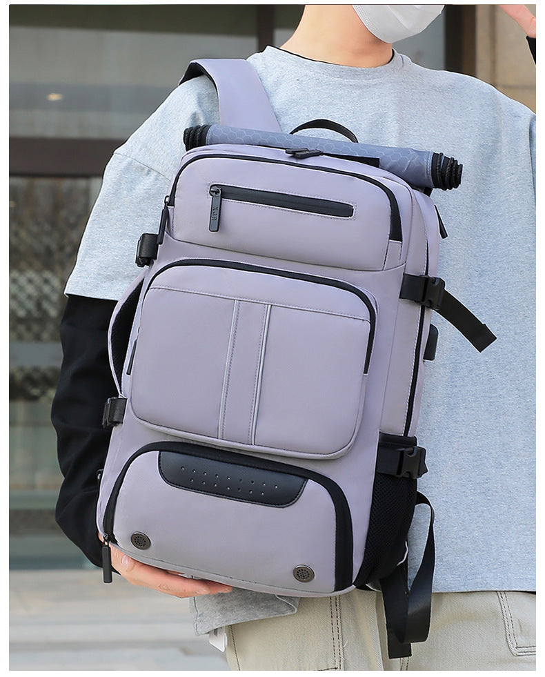 Large Capacity Convertible Travel Backpack - 16" Laptop Compartment, Shoe Pouch & USB Port(black)