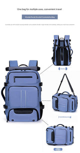 Large Capacity Convertible Travel Backpack - 16" Laptop Compartment, Shoe Pouch & USB Port(black)