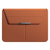 3-in-1 Detachable PU Leather Laptop Sleeve with Ergonomic Stand & Mouse Pad(grey  13/14 inch) - Front View