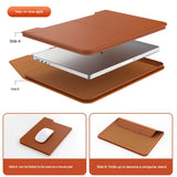 3-in-1 Detachable PU Leather Laptop Sleeve with Ergonomic Stand & Mouse Pad(grey  13/14 inch)