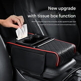 Premium Car Armrest Organizer & Comfort Pad(red) - Top-Down View