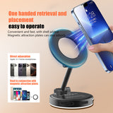 Black 2-in-1 Folding Portable Selfie Light and Magnetic Phone Stand - Vlogging Ring Light with Adjustable Kickstand, Three-Color Soft Light &  USB Rechargeable - Side View